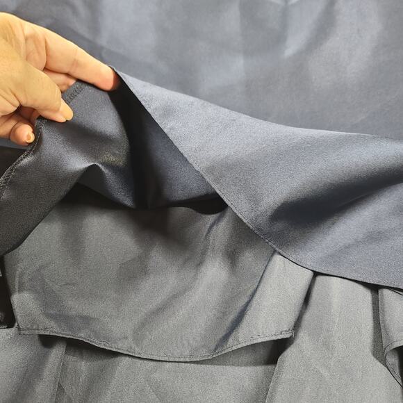 Alfred Sung D706 midnight blue hi-low satinl open back dress Size 6 Wedding - Picture 11 of 15